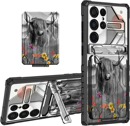 Vista 52 de Funda protectora de TPU suave para Samsung Galaxy A03S con soporte para tarjeta de crédito y soporte de doble capa de policarbonato duro de TPU