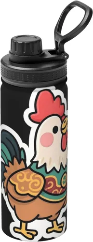 Vista 17 de Botella de agua aislada con estampado de tsunami de obsidiana, de acero inoxidable de 18 onzas, divertida taza de viaje, a prueba de fugas