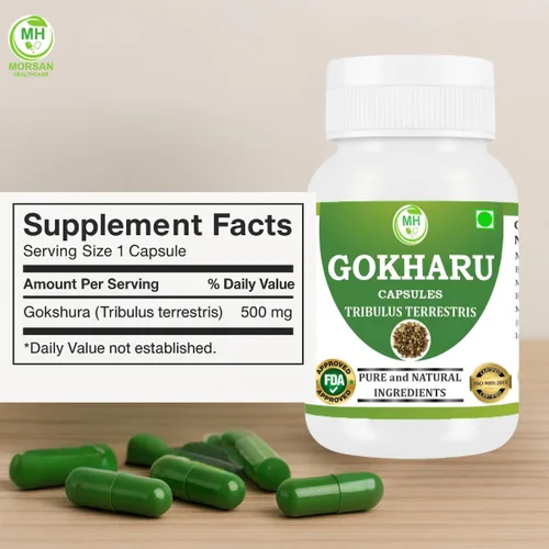 Vista 5 de Morsan's Gokharu (Tribulus terrestris) Cápsulas, Pack de 4 x 60 x 500 mg. Veg. Cápsulas (4)