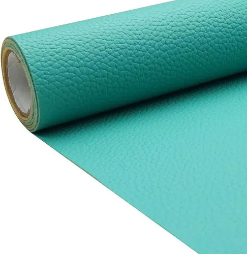 Vista 25 de Tela de cuero de imitación de textura litchi azul bebé PU 11.8x53.14 pulgadas (30x135 cm) de 1.13 mm de espesor para tapicería, manualidades