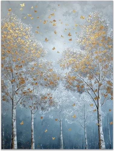 Vista 22 de VOCBAN Modern Artwork Colourful Tree Of Life Wall Art Canvas Picture Print Painting Botanical Artwork for Bathroom Living Room Bedroom(blue blue 80