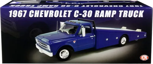 Vista 4 de 1967 Chevy C30 Rampa Camión Azul Edición Limitada a 312 Piezas en Todo el Mundo 1/18 Modelo de Coche Fundido a Presión por Acme A1801709
