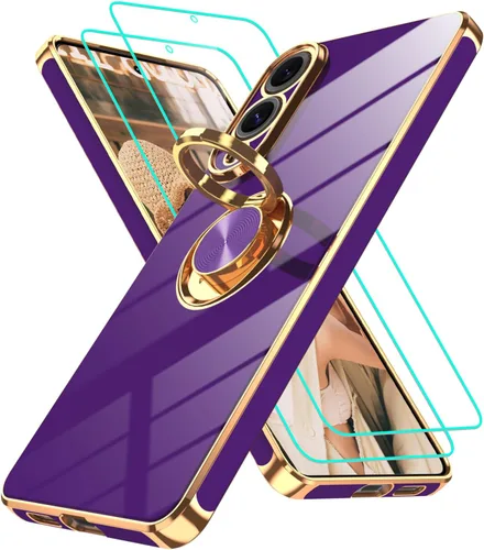 Vista 11 de Funda para Motorola Moto G 5G 2024: Funda Moto G Play 5G 2024 con 2 piezas de protectores de pantalla, soporte de anillo de rotación de 360°