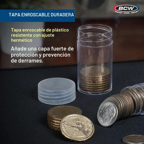 Vista 5 de BCW Tubos de monedas de medio dólar para Kennedy Half Dollars, herméticos