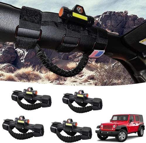 Vista 10 de GAIZON Paquete de 2 asas de agarre para Jeep Wrangler, accesorios Sahara Freedom Rubicon CJ YJ TJ JL JK LJ JLU JKU, Gladiator JT 1955-2023, Negro