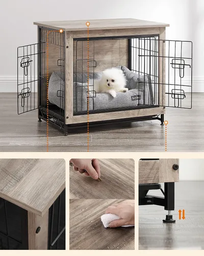 Vista 9 de Feandrea Mueble de Jaula para Perros, Mesa Auxiliar Lateral de 27.2 Pulgadas, Perrera Moderna para Perros en Interior hasta 30 lb, Jaula para Perros