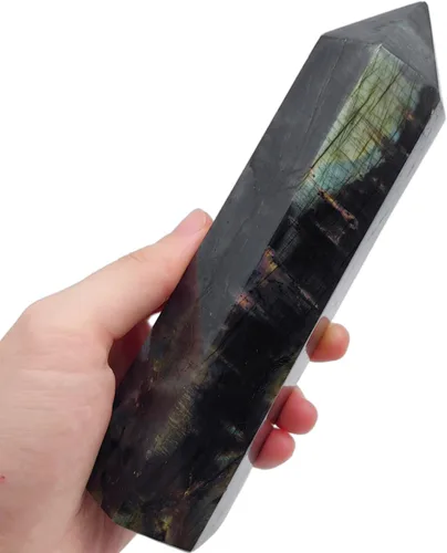 Vista 10 de Torre de turmalina negra con 6 facetas de cristal curativo Varita de 0.5 a 1 libras para meditación, colección Reiki, decoración del hogar