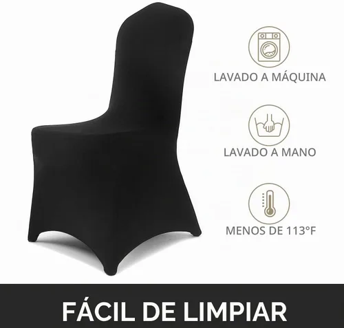 Vista 3 de Peomeise - 6 piezas de funda elástica de elastano para sillas, para bodas, fiestas, banquetes y eventos (negro, 6)