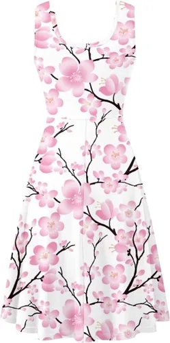 Vista 2 de TOADDITDO Vestido sin mangas de verano para mujer con 2 bolsillos laterales XS-4XL Plus
