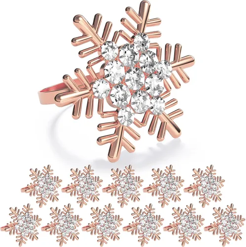 Vista 8 de ZeeDix Juego de 6 servilleteros de corona de Navidad, servilleteros de Navidad para servilletas de tela, servilleteros de Navidad para Acción