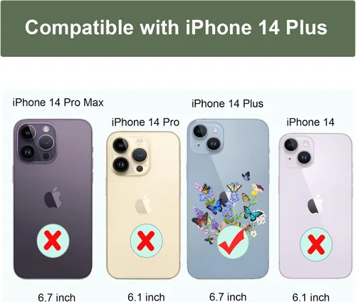 Vista 7 de Unov Funda compatible con iPhone 14 Plus, transparente con diseño en relieve, patrón floral en relieve, TPU suave, parachoques delgado, protector