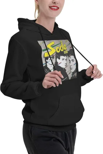 Vista 3 de furno Soda Stereo Hoodie Womens Fall Fashion Tops Winter Drawstring Pullover Comfy Clothes Black
