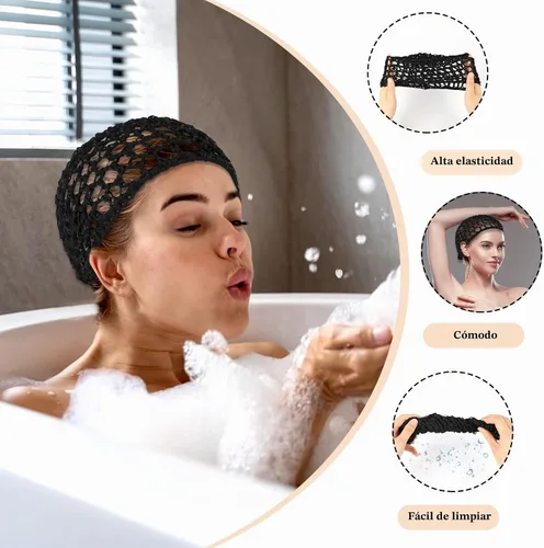 Vista 4 de Mozeat Lens Paquete de 3 redes para el cabello para dormir, malla de ganchillo, red de pelo de rayón