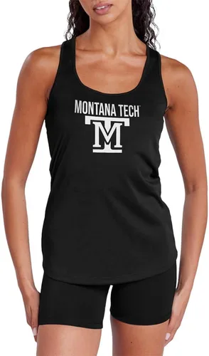 Vista 324 de Camiseta deportiva sin mangas oficial de NCAA Collegiate para mujer, con espalda cruzada, colección con logotipo primario