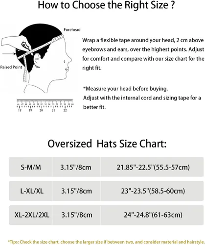 Vista 4 de Zylioo Sombrero Trilby de paja de gran tamaño XXL, sombreros de ala corta grande y alta, sombreros cubanos enrollables de verano