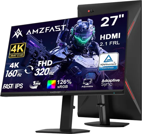 Vista 43 de Amzfast - Monitor de juegos de 24 pulgadas 180Hz 200Hz FHD 1080p, monitor de computadora, sincronización adaptativa de 1 ms, 3000:1, pantalla HDR
