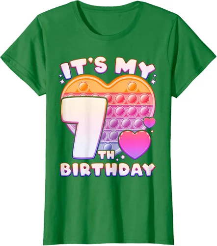 Vista 28 de Pop-it Birthday Girl 7 años de edad, Push it Pop Fidget Bubble Camiseta, Negro