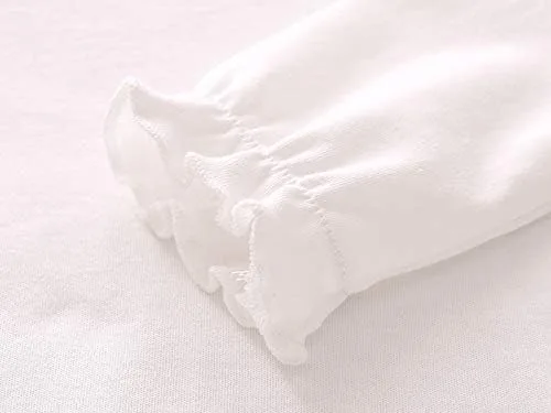 Vista 6 de Blusas de manga larga para bebés y niñas, cuello de muñeca de color liso, camiseta inferior