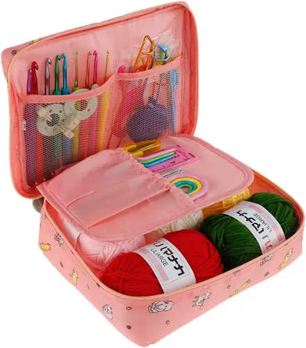 Vista 10 de Abizarch Kit de 59 piezas de ganchos de ganchillo para principiantes adultos, kit de inicio de tejer para adultos con mango ergonómico de agarre