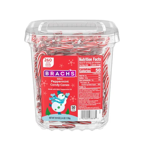 Vista 9 de Bastones de caramelo de menta mini festivos de Brach's, caramelo de Navidad, caja de 100