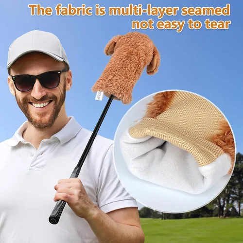 Vista 3 de Fundas de Golf Dibujos Cabezas, Fundas para Cabeza de Palo de Golf Labradoodle/Golden Doodle, Protector de Palo de Golf Adorable y Suave