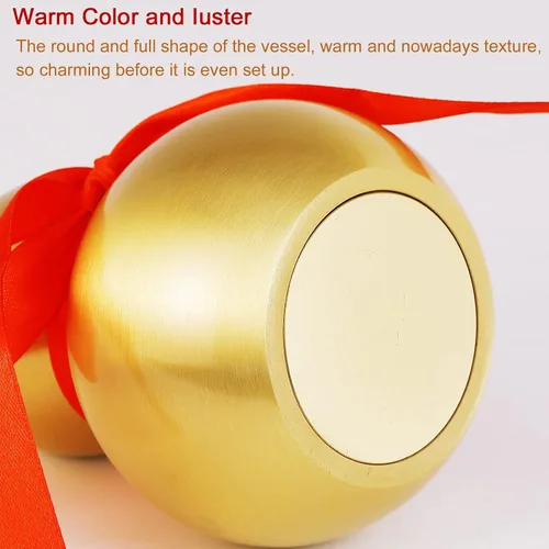 Vista 6 de Calabaza de latón Feng Shui Wu Lou con tira de la suerte roja para decoración de decoración de decoración del hogar, 7.87 pulgadas de alto, latón