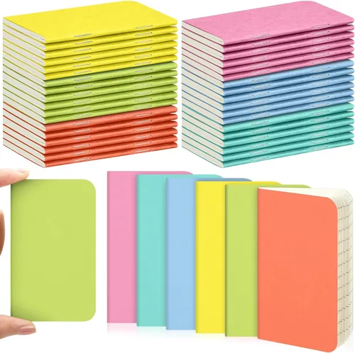 Vista 9 de Outus 36 piezas de mini cuadernos de bolsillo 2.5" x 4" de papel kraft, bloc de notas mini, cubierta blanda en masa, cuaderno de notas de bolsillo
