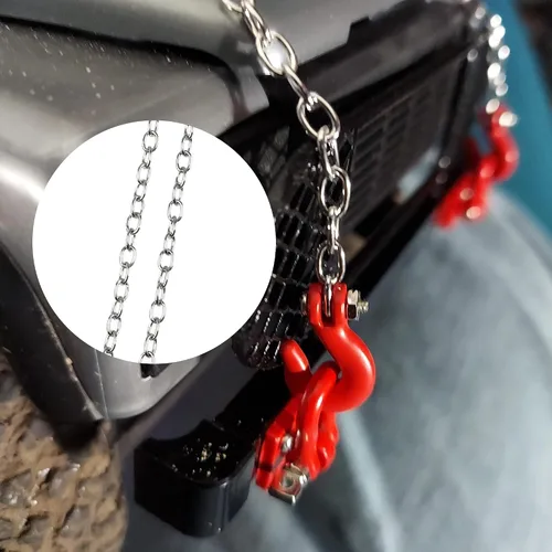 Vista 4 de 1/10 Accesorios de decoración RC Mini cadena de metal para remolque con gancho de remolque y anclaje de cabrestante compatible con Traxxas TRX-4
