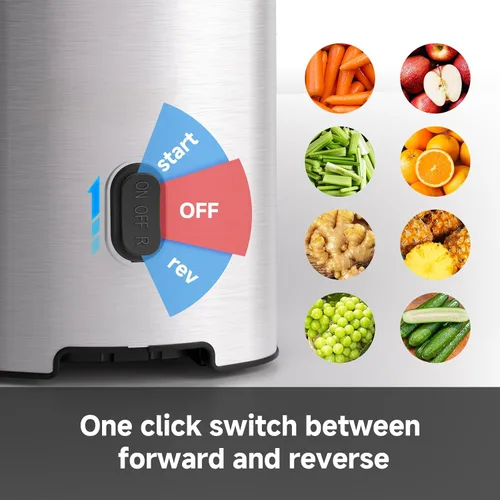 Vista 8 de AMZCHEF Exprimidor de prensa en frío, Juicer lento de autoalimentación de 8-Plateado