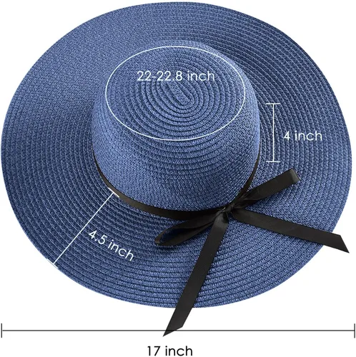Vista 2 de FARVALUE Sombrero de paja para mujer UPF 50+ de ala ancha, gorra de playa ajustable para mujer