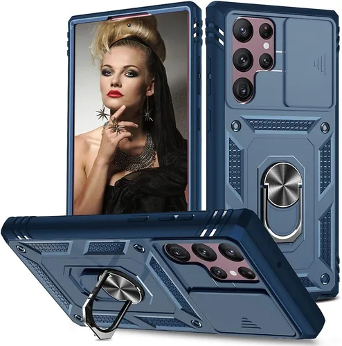 Vista 15 de Funda para Samsung Galaxy Note 20 Ultra 5G con ranura para tarjetero de cámara deslizante, grado militar, resistente, a prueba de golpes, funda