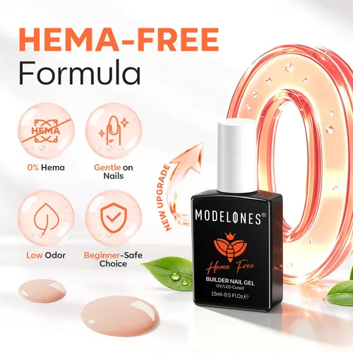 Vista 4 de modelones Builder Nail Gel HEMA-Free Neutral Nude Builder Strengthener