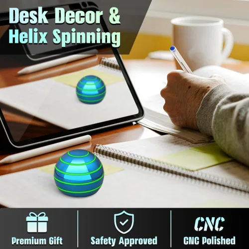 Vista 7 de Juguetes giratorios luminosos de escritorio para niños y adultos, spinner fidget de ilusión óptica de metal que brilla en la oscuridad, bola