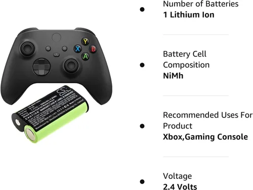 Vista 7 de Velrgt Ideal para Microsoft Xbox One X, Xbox One S Wireless Controller, Xbox One Elite Wireless Controller Reemplazo y baterías de repuesto