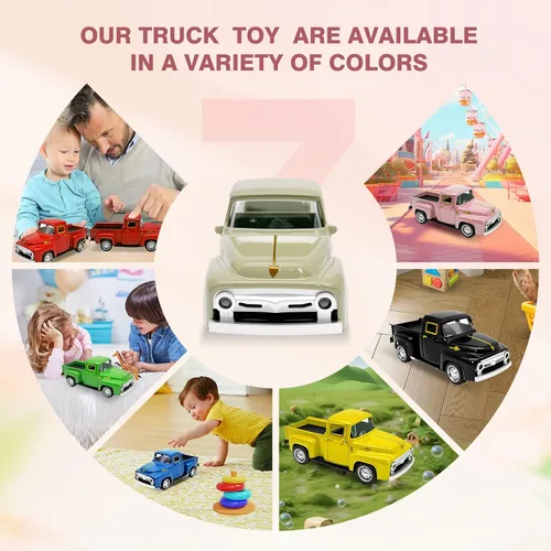 Vista 4 de Camión de juguete beige pequeño para niños pequeños de 2, 3, 4, 5, 6, 7, 8 años niños y niñas, coche de juguete de aleación 1:32 para niños pequeños