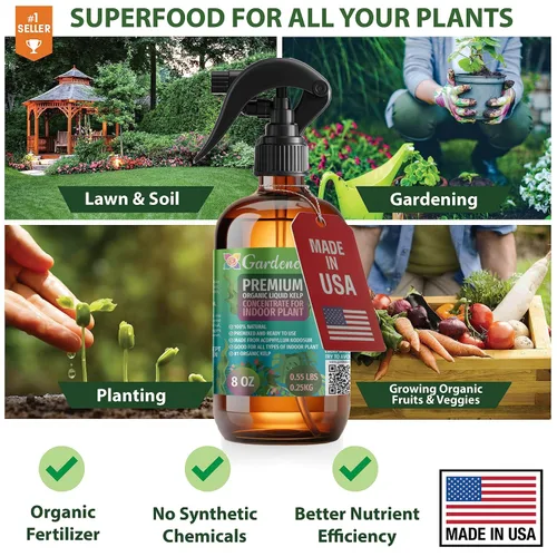Vista 2 de GARDENERA Spray orgánico profesional de algas marinas para plantas AGLAONEMA – 8 oz – Rocío fertilizante de algas marinas y algas marinas totalmente