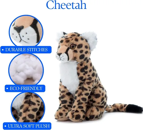 Vista 9 de The Petting Zoo Peluche de guepardo, regalos para niños, animales salvajes del zoológico Onez, juguete de peluche de guepardo de 12 pulgadas