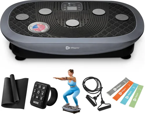 Vista 12 de Lifepro 4D Vibration Plate Exercise Machine — Triple Motor, 7 Presets, 60 Speeds Rumblex Plus/Pro Vibrating Platform with Wrist Remote — Whole Body