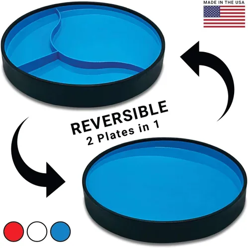 Vista 2 de STAYnEAT - Placa de succión dividida + plato Sloop n Scoop Dish, protector contra derrames y más, fabricado en Estados Unidos. Azul (S)