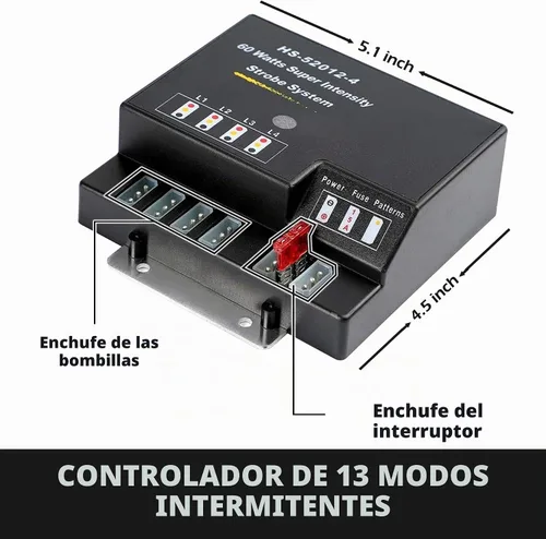 Vista 4 de Kit de luces estroboscópicas de emergencia escondidas, 4 bombillas HID, 13 patrones intermitentes, cable de 16 pies con controlador de faros Blanco