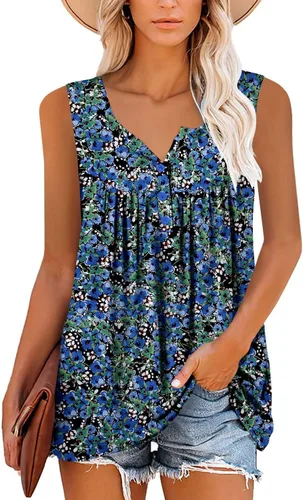 Vista 2 de Camisetas sin mangas para mujer y camisetas florales de verano de manga corta