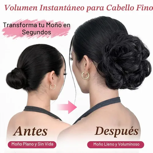 Vista 4 de MORICA Moño desordenado, extensiones de moño sintético para mujeres (rubio beige ceniza)