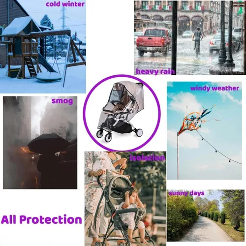 Vista 3 de Funda de lluvia para cochecito, cubierta de lluvia para moisés, cubierta de cochecito de invierno, protector universal para viajes, transpirable
