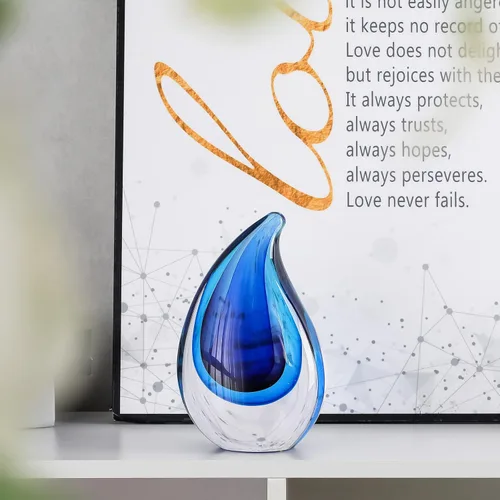 Vista 3 de Yao Yuan Escultura Decorativa de Cristal Soplado a Mano Estilo Murano Estatua y Figurilla - Regalo Maravilloso, Azul