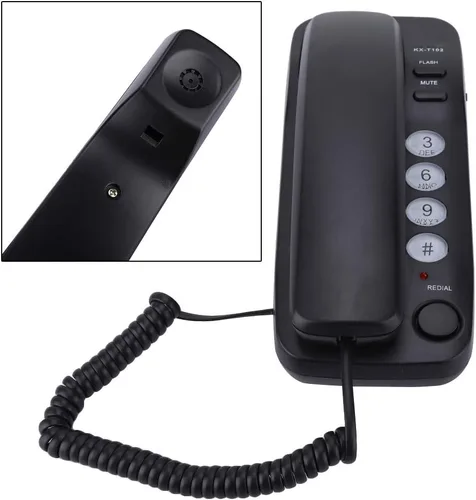 Vista 5 de Teléfono con cable, extensión de teléfono fijo de montaje en pared, teléfono fijo del hotel para el hogar/baño/oficina (negro)