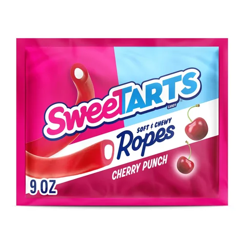 Vista 15 de SweeTARTS Soft & Chewy Ropes Candy, sabor a fresa picante, bolsa de 9 onzas