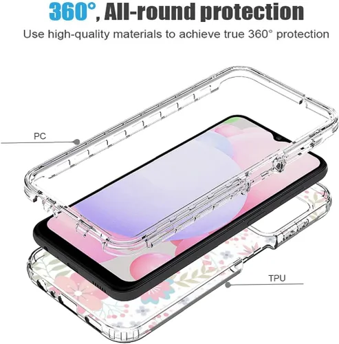 Vista 3 de Funda para Galaxy A13 4G/A13 LTE 4G SM-A135F con protector de pantalla de vidrio templado, suave 360 cuerpo completo, a prueba de golpes