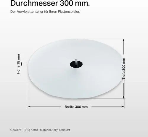 Vista 5 de Pro-Ject Acrylic - Plato giratorio acrílico E Plato acrílico con acabado satinado para tocadiscos Elemental, Primary y Essential, para un sonido más