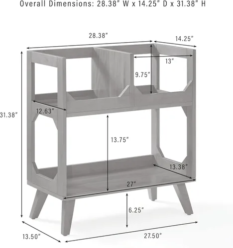 Vista 6 de Crosley Furniture Asheville - Soporte para discos moderno de mediados de siglo, almacenamiento de vinilo, con capacidad para hasta 260 discos, nogal