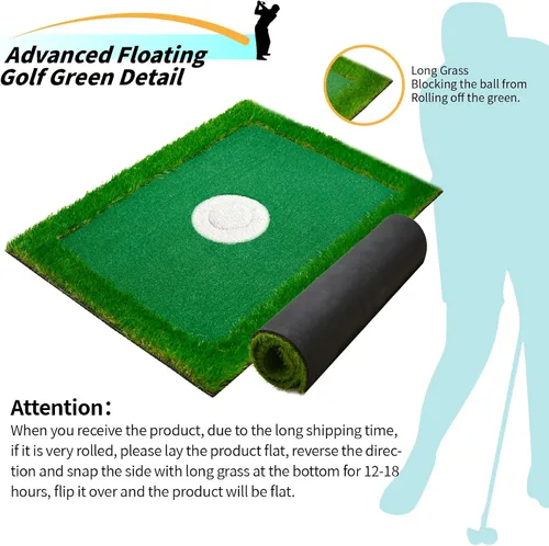 Vista 5 de Verde de golf flotante para piscina, varios tamaños (35"x24"/47"x35"/63"x47") para adaptarse a tus necesidades, green de chipping flotante, ideal